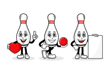 Bowling lobutları çizgi film karakter tasarım koleksiyonu