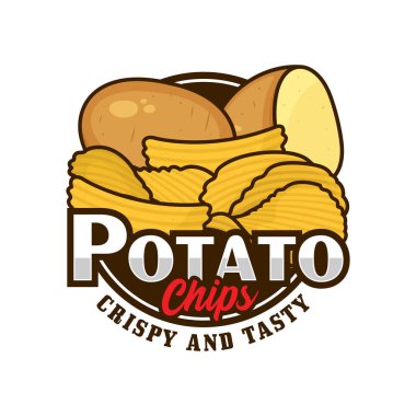 Patates cipsi çıtır çıtır ve lezzetli tasarım logosu.