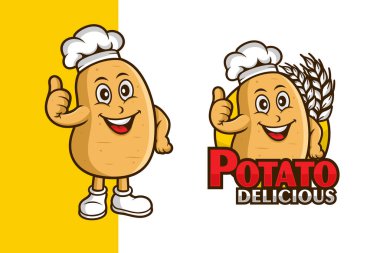 Patates lezzetli maskot logosu çizgi film karakteri.