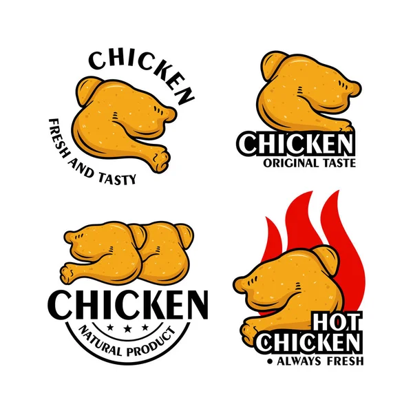 Csirke Jelvény Címke Design Logó Gyűjtemény — Stock Vector