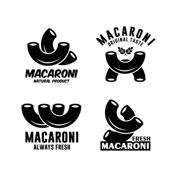 Macaroni Schwarz Weiß Design Logo Kollektion — Stockvektor
