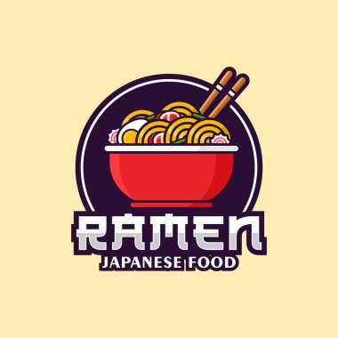 Ramen eriştesi Asya yemek tasarımı logo koleksiyonu
