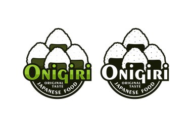 Onigiri pirinç topu Japon gıda tasarım logosu