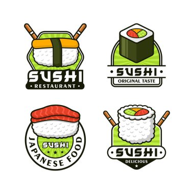 Suşi Japon yemek tasarımı logo koleksiyonu