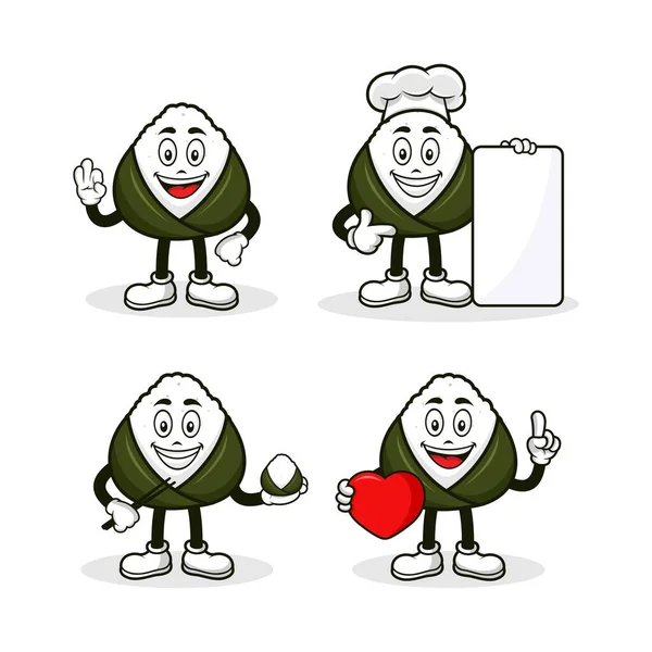 吉祥物卡通人物Onigiri米球设计系列 — 图库矢量图片