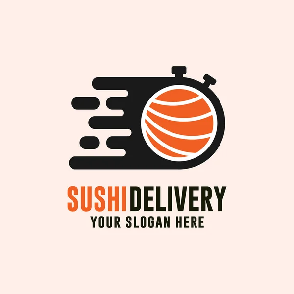 Sushi Leverans Emblem Etikett Design Logotyp — Stock vektor