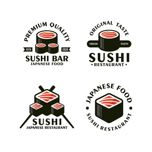 Sushi Japansk Mat Restaurang Design Logotyp Samling — Stock vektor