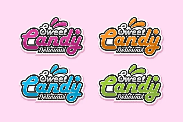 Dulce Caramelo Pegatina Diseño Logo Colección — Vector de stock