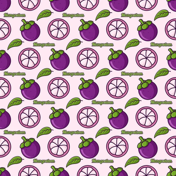 Mangoustan Fruit Sans Couture Motif Conception Fond — Image vectorielle