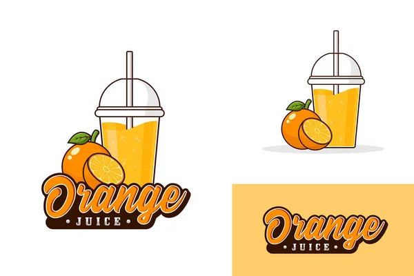 Orangensaft Trinken Logo Design Illustration Sammlung — Stockvektor