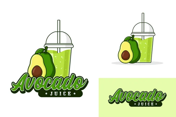 Kollektion Von Avocado Saft Getränken Logo Design Illustration — Stockvektor