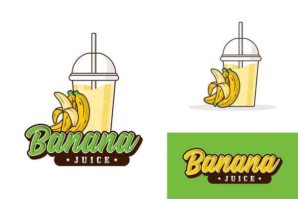 Bananensaft Trinken Logo Design Illustration Sammlung — Stockvektor