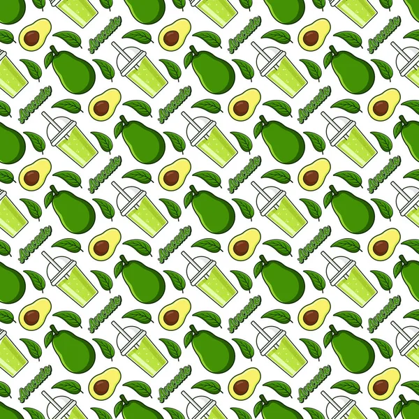 Avocat Jus Fruit Motif Sans Couture Illustration Fond — Image vectorielle