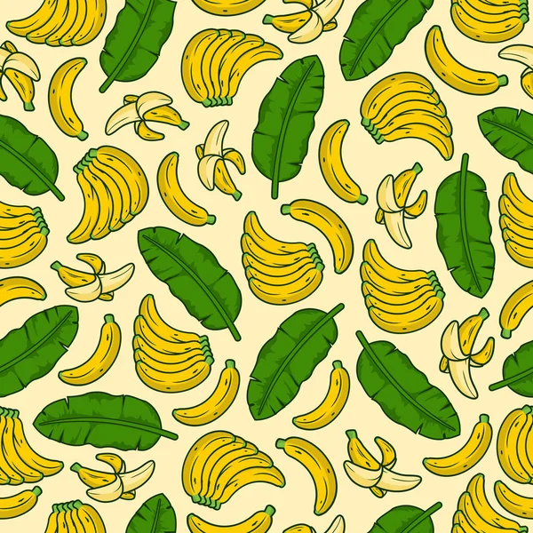 Modèle Sans Couture Banane Fruit Illustration Fond — Image vectorielle