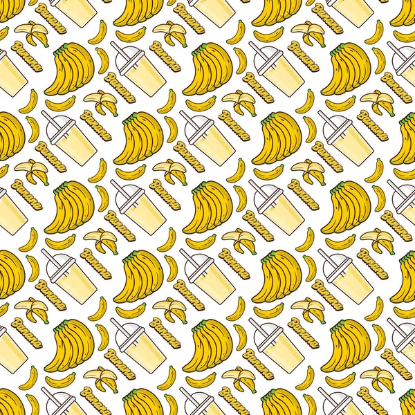 Jus Fruits Banane Motif Sans Couture Illustration Fond — Image vectorielle