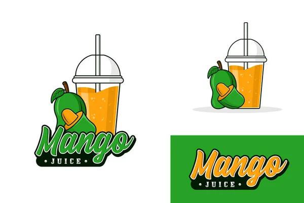 Mango Fruchtsaft Getränk Logo Design Illustration Sammlung — Stockvektor