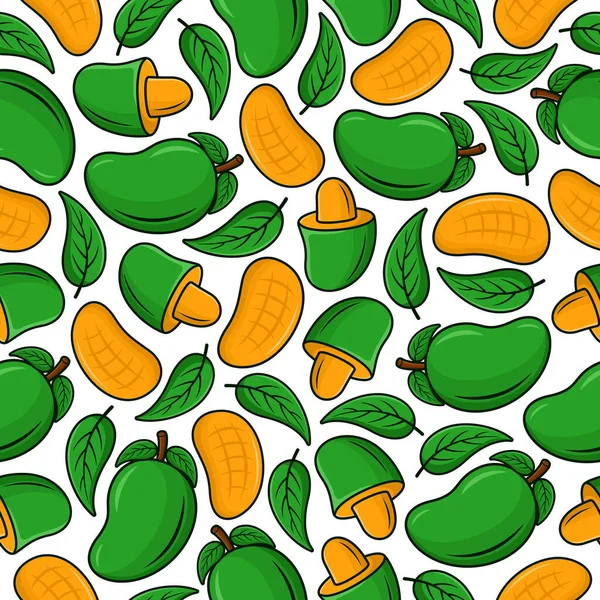 Mangue Fruit Motif Sans Couture Illustration Fond — Image vectorielle