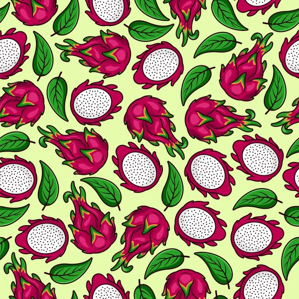 Dragon Fruit Motif Sans Couture Illustration Fond — Image vectorielle