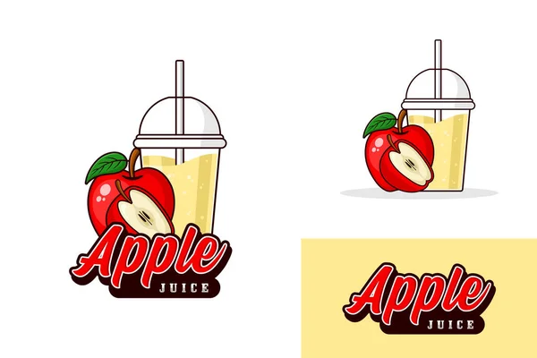 Яблочный Сок Напиток Дизайн Логотипа Коллекции Иллюстраций — стоковый вектор