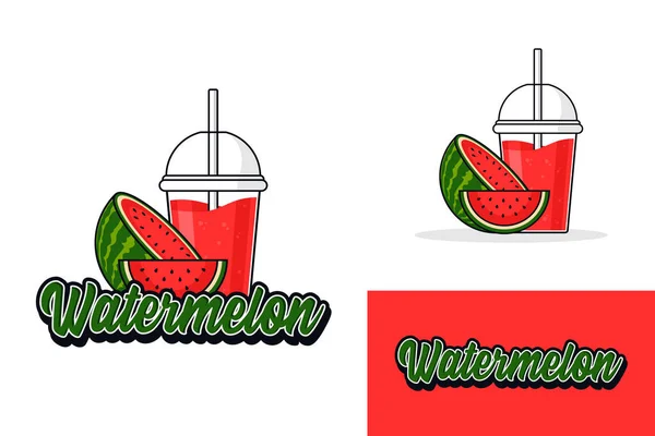 Suco Melancia Bebida Logotipo Design Ilustração Coleção — Vetor de Stock
