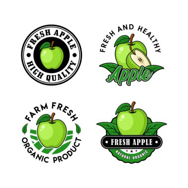 Yeşil elma logo tasarımı koleksiyonu