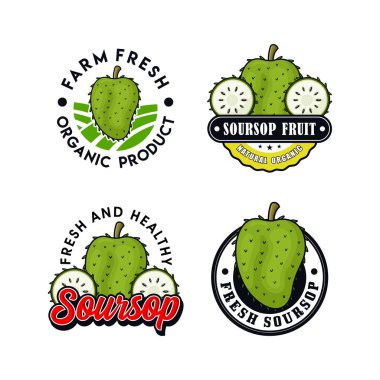 Soursop meyve logosu tasarımı koleksiyonu