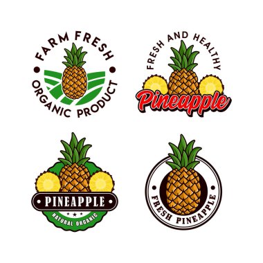 Ananas meyvesi logo tasarımı koleksiyonu