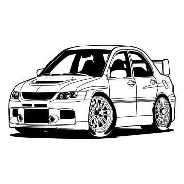 Karikatür Araba Vektörü İllüstrasyonu. Ayrı katmanlar, vektör destekli yazılımda düzenlemesi kolay.