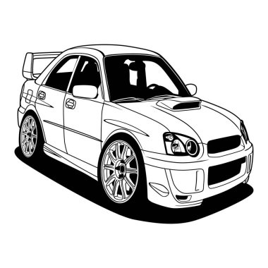 Karikatür Araba Vektörü İllüstrasyonu. Ayrı katmanlar, vektör destekli yazılımda düzenlemesi kolay.