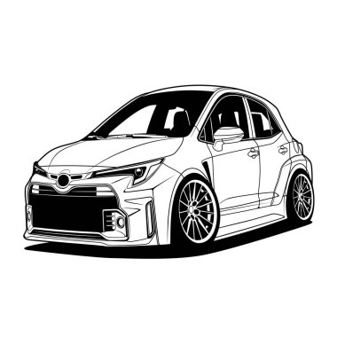 Karikatür Araba Vektörü İllüstrasyonu. Ayrı katmanlar, vektör destekli yazılımda düzenlemesi kolay.