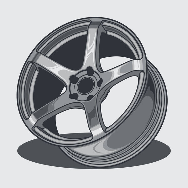 Car wheel illustration for conceptual design. Separated layers, easy to edit or change the colors in your vector supported software.