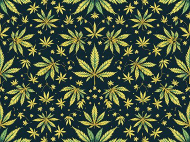 Döngü Otu Desenleri Dijital Sanat ve Marihuana Temalı Kusursuz Desenler