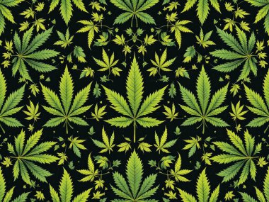 Döngü Otu Desenleri Dijital Sanat ve Marihuana Temalı Kusursuz Desenler
