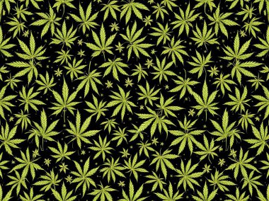Döngü Otu Desenleri Dijital Sanat ve Marihuana Temalı Kusursuz Desenler