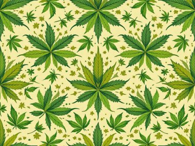 Döngü Otu Desenleri Dijital Sanat ve Marihuana Temalı Kusursuz Desenler