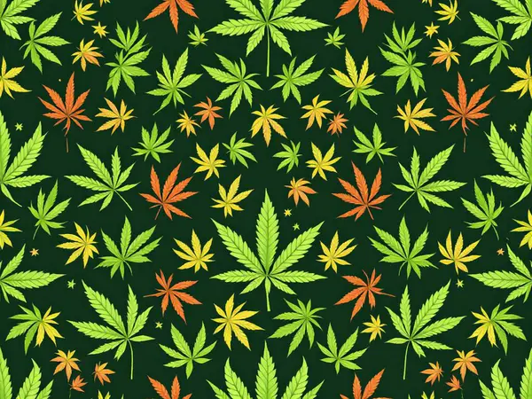 Döngü Otu Desenleri Dijital Sanat ve Marihuana Temalı Kusursuz Desenler
