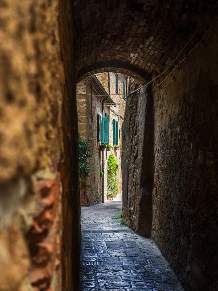 Романтические Узкие Средневековые Переулки Пьяцца Тоскане — стоковое фото