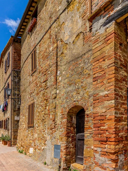 Les Ruelles Médiévales Étroites Romantiques Pienza Toscane — Photo