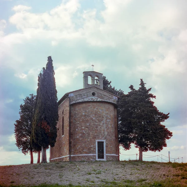 Vista Sulla Cappella Vitaleta Sulle Colline Circostanti Della Val Orcia — Foto Stock