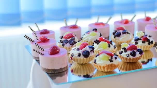 Dolce Dessert Bar Caramelle Buffet Celebrate Filmato Stock Royalty Free