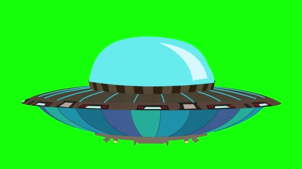 Ufo Alieno Sta Volando Girando Uno Schermo Verde — Video Stock