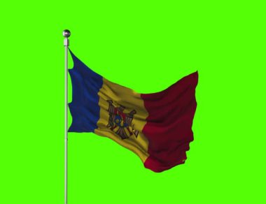 Moldova bayrağı 3D sallıyor Krom tuşunda bayrak direği