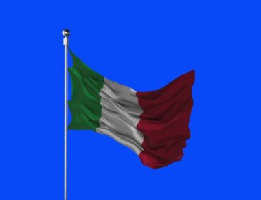 İtalya bayrağı, krom tuşu üzerinde bayrak direğiyle 3D render