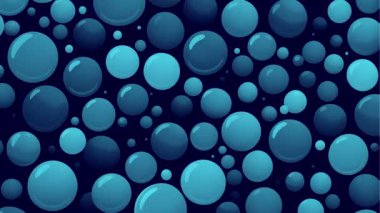 Hareket döngüsü çizgi film animasyonunu durdur, farklı boyutlarda mavi su kabarcıkları olan arka plan, soyut eğlence parti arka planı
