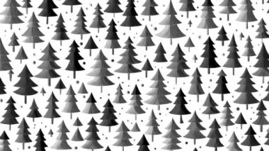 Stop-motion animasyon, Noel ağaçları ve farklı boyutlarda çam ağaçları olan arka plan, Noel için soyut yeni yıl arkaplanı