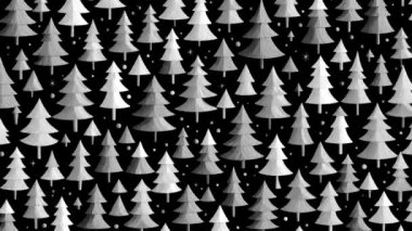 Stop-motion animasyon, Noel ağaçları ve farklı boyutlarda çam ağaçları olan arka plan, Noel için soyut yeni yıl arkaplanı
