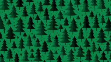 Stop-motion animasyon, Noel ağaçları ve farklı boyutlarda çam ağaçları olan arka plan, Noel için soyut yeni yıl arkaplanı