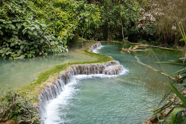 Kuang Waterfall Populära Sevärdheter Lung Prabang Laos — Stockfoto