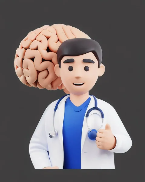 Médico Avatar Con Cerebro Concepto Salud —  Fotos de Stock