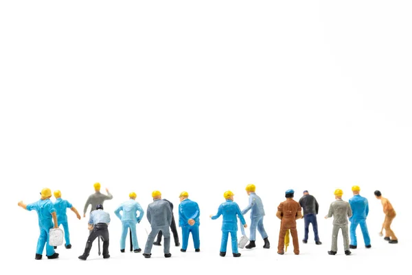 Мініатюрні Люди Робоча Команда Стоїть Білому Тлі Копіює Простір Вашого — стокове фото